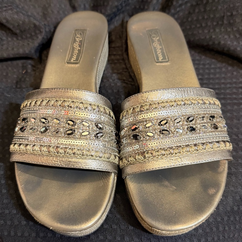 Brighton “Tactic” Metallic Slide Sandals View 2